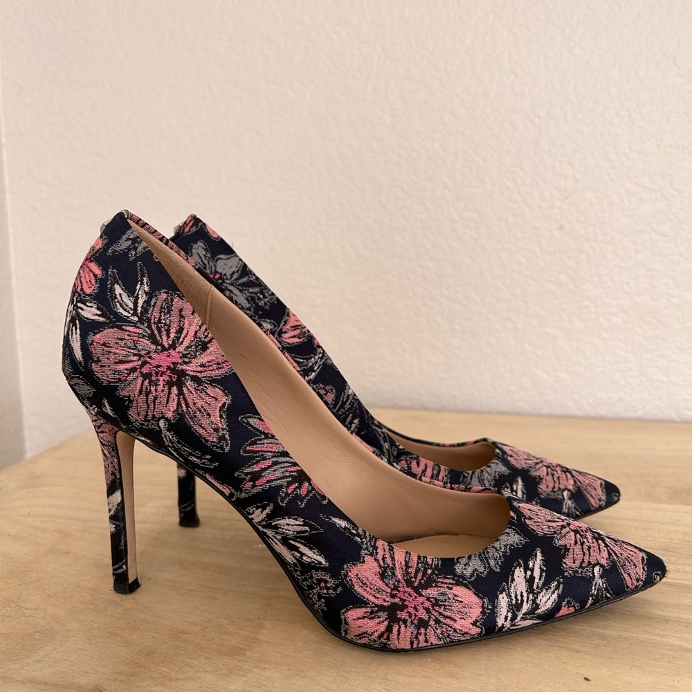 Sam Edelman Floral Pointed-Toe Pumps in Pink and Black - Picture 3 of 5